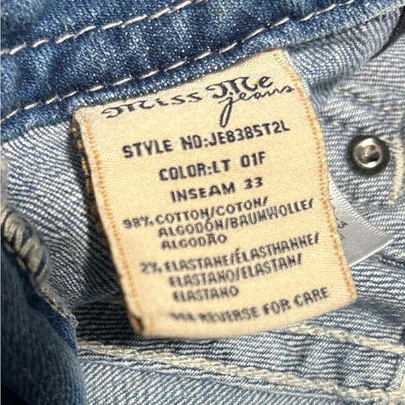 Miss Me Signature Straight Embellished Pocket Light Blue Denim Jeans 32 - Picture 5 of 6